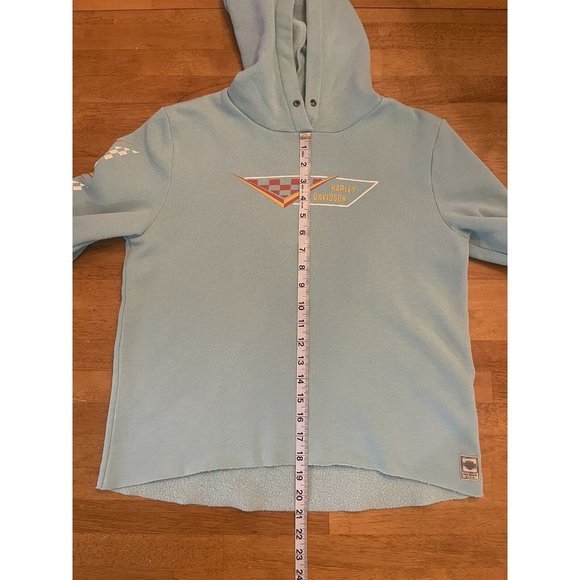 Harley-Davidson Women's M‎ Blue Pullover Hoodie hooded sweatshirt Missing String - Picture 3 of 9